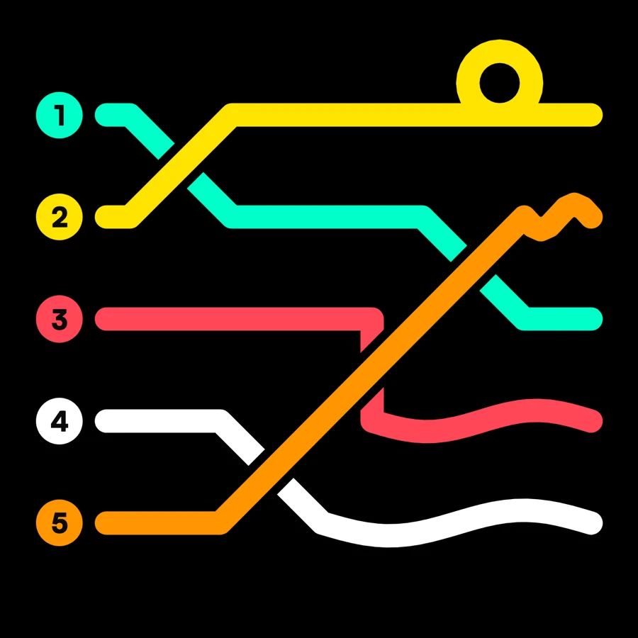 Heist board — five tangled colored cables to cut in the right order