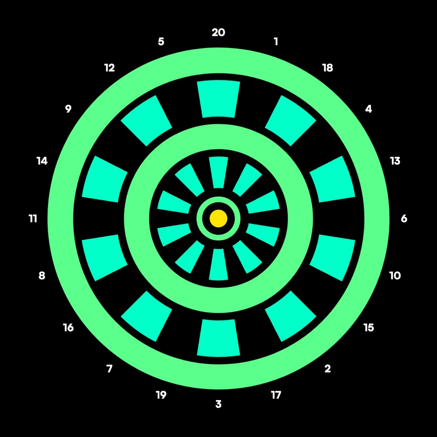 301 board — 20-sector dartboard projected on the target